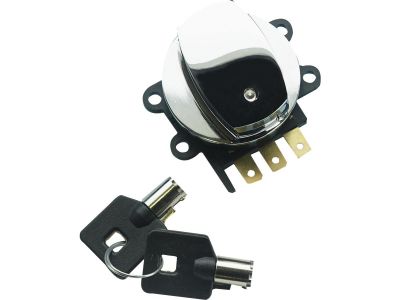17717 - CCE Dash Panel Side Hinge Ignition Switch, Chrome with Barrel Style Key Side Hinge Ignition Switch