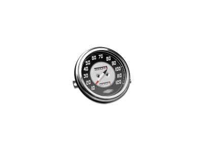 25919 - CCE 46-47 FL-Style Speedometer Scale: 120 mph; Scale Color: black/silver; Ratio 2240:60 Chrome
