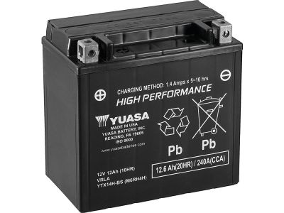 2831684 - YUASA Maintenance Free High Performance YTX14H Factory Activated AGM Battery AGM, 240 A, 12.6 Ah