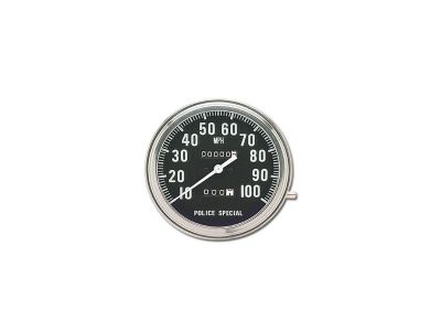 310393 - CCE Police Special Speedometer Scale: 100 mph; Scale Color: black; Ratio 2:1 Chrome