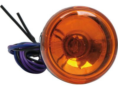 330787 - CCE Deuce-Style Turn Signal Front, wires exit behind mounting hole Chrome Amber Dual Filament