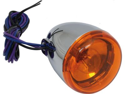 330788 - CCE Deuce-Style Turn Signal Rear, wires exit through mounting hole Chrome Amber Dual Filament