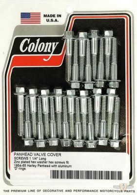 500850 - COLONY Rockerbox Cover Screw Kit for Panhead Chrome