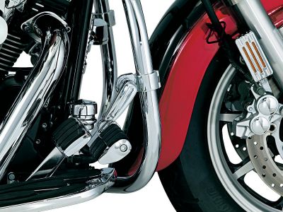 605144 - Küryakyn Longhorn Offset Highway Pegs with 1 1/4" Magnum Quick Clamp Dually Pegs Chrome