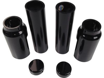 607610 - CULT WERK 6-Piece Fork Covers with lower Fork Aluminum Covers Plain Gloss Black Powder Coated