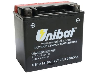 618425 - Unibat Maintance Free Series CBTX14-BS Batterie Dry Battery with Acid Pack AGM, 200 A, 12.0 Ah