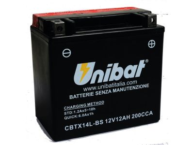 618426 - Unibat Maintance Free Series CBTX14L-BS Batterie Dry Battery with Acid Pack AGM, 200 A, 12.0 Ah