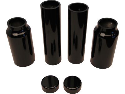 618470 - CULT WERK 6-Piece Fork Covers with lower Fork Aluminum Covers Plain Gloss Black Powder Coated