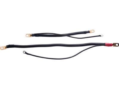 647540 - TERRY Mega Battery Cables with 12" Auxiliary Wire 8" Negative Black