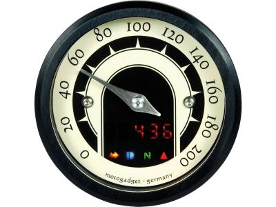 652565 - motogadget motoscope tiny speedster Speedometer Scale: 200 mph; 200 km/h; Scale Color: black/white Black 49 mm