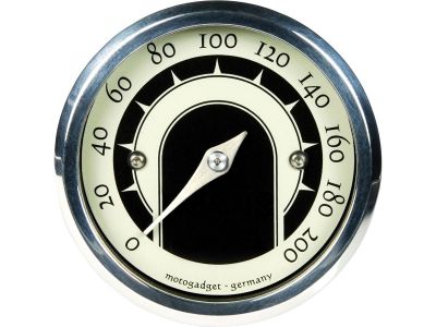 652566 - motogadget motoscope tiny speedster Speedometer Scale: 200 mph; 200 km/h; Scale Color: black/white Aluminium Polished 49 mm