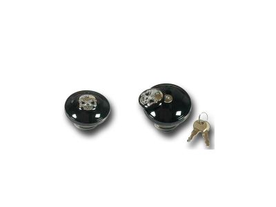 688702 - CCE Skull Lockable Gas Cap Set of left and right caps (Vented and Non-vented) Black