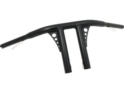 693651 - SANTEE 8 Straight-Up T-Bar Handlebar Non-Dimpled 4-Hole Black Powder Coated 1 1/4" Throttle By Wire Throttle Cables