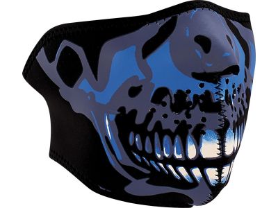894462 - ZANheadgear Blue Chrome Skull Neoprene Neoprene Half Face Mask | One Size Fits All