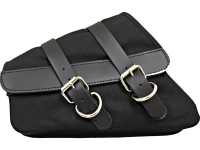 895024 - La Rosa Canvas Swing Arm Saddle Bag With Black Straps Black Left