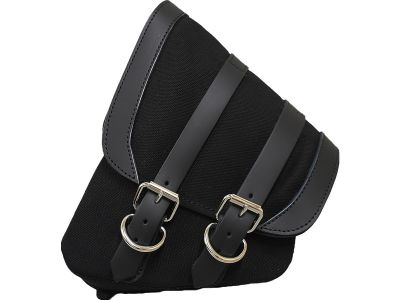 895032 - La Rosa Canvas Swing Arm Saddle Bag With Black Straps Black Left
