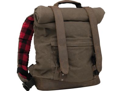 895085 - BURLY Back Pack, Voyager Luggage, Made Of Wet Waxed UV-Treated Cotton, Leather Paneling Back Pack Dark Oak