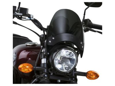 895512 - National Cycle Flyscreen Windshield Kit Height: 8,5", Width: 9,25", Black Brackets Up to 43mm Dark Smoke
