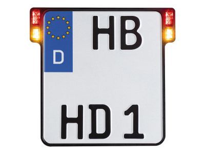 900477 - HeinzBikes ALL-INN 2.0 License Plate Base Plate Turn Signal/Brake Light/Taillight, German Size 200x180mm Black Anodized