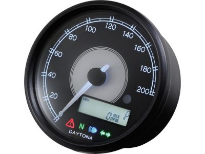 901350 - DAYTONA Velona80 Speedometer Scale: 200 mph; 200 km/h; Scale Color: black Black 80.0 mm