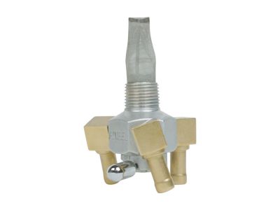 912396 - PINGEL Triple Outlet Fuel Valve On/Off Only Hex Valve-3/8" NPT-90° 5/16" hose barbs