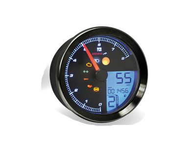912534 - KOSO Speedometer/Tachometer for HD-1-04 Scale: 225 mph; 360 km/h; Scale Color: black 85.7 mm