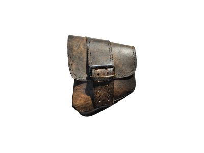 912595 - La Rosa Solo Swingarm Saddle Bag with Front Wide Strap Rustic Brown Left