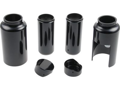 913225 - CULT WERK 6-Piece Fork Covers with lower Fork Aluminum Covers With Cult-Werk Logo Gloss Black Powder Coated