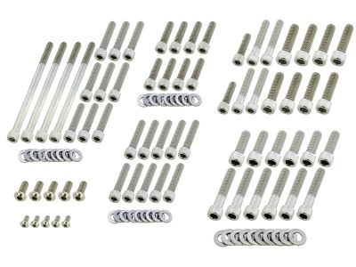 913414 - screws4bikes Complete Engine Screw Kit Screws for Dyna, Softail Primary-, Cam-, Inspection-, Derby-, Timer-, Tranny Side Cover, Rockerboxes, Lifterbase Stainless Steel