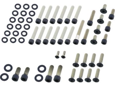 913429 - screws4bikes Complete Engine Screw Kit Screws for FL Shovel Primary Cover, Inspection Cover, Cam Cover, Piont Cover, Lifterbase Satin Black Powder Coated