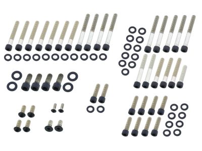 913441 - screws4bikes Complete Engine Screw Kit Screws for Sportster Primary-, Sprocket-, Cam-, Derby-, Timer-, Inspection Cover, Anti-Rotation-Plate, Lifterbase, Rockerboxes Satin Black Powder Coated