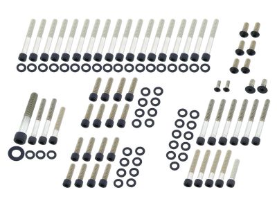 913442 - screws4bikes Complete Engine Screw Kit Screws for Sportster Primary-, Sprocket-, Cam-, Derby-, Timer-, Inspection Cover, Lifterbase, Rockerboxes Satin Black Powder Coated