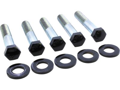 914255 - screws4bikes Sprocket/Pulley Screw Kit 5 Hex Head Screws, 5 Washers Gloss Black Powder Coated