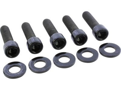 914256 - screws4bikes Sprocket/Pulley Screw Kit 5 Allen Head Screws, 5 Washers Gloss Black Powder Coated