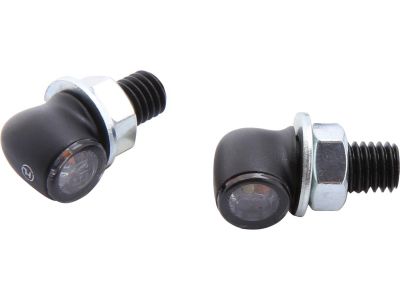 916891 - HIGHSIDER Proton Two LED Turn Signal/Position Light LED, Tinted Lens, Black Metal Housing Black Smoke LED