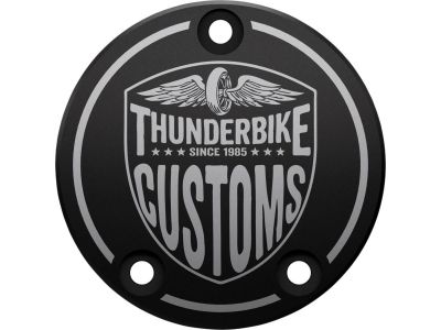 917035 - New Custom Point Cover 3-hole, with Thunderbike Logo Black Anodized