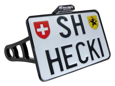 918578 - HeinzBikes Side Mount License Plate Kit Swiss specification 180x140mm Black Anodized