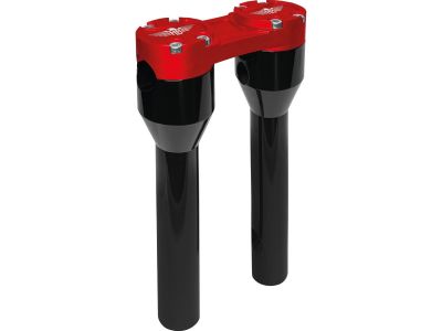 921338 - HeinzBikes 8" Clubstyle Straight Risers With Red Clamp Black 1 1/4"