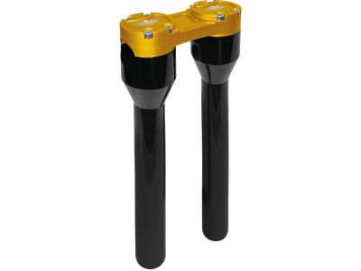 921353 - HeinzBikes 12" Clubstyle Straight Risers With Gold Clamp Black 1 1/4"