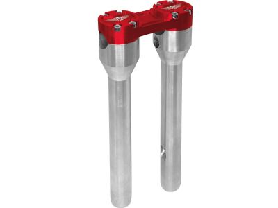 921358 - HeinzBikes 12" Clubstyle Straight Risers With Red Clamp Silver 1 1/4"