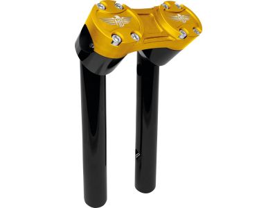 921369 - HeinzBikes 8" Clubstyle Pullback Risers With Gold Clamp Black 1"