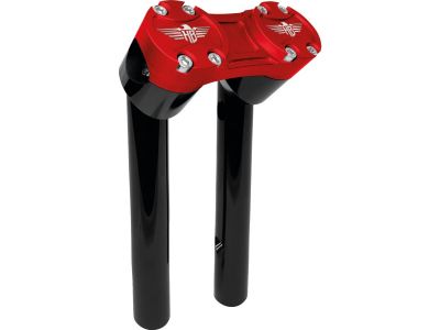 921370 - HeinzBikes 8" Clubstyle Pullback Risers With Red Clamp Black 1"