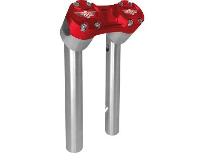 921406 - HeinzBikes 10" Clubstyle Pullback Risers With Red Clamp Silver 1 1/4"