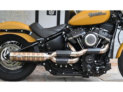921603 - BSL Bomb V2 Tattoo Exhaust System , Black Smooth Heat Shield, Black Open High End Cap, Outline 4"