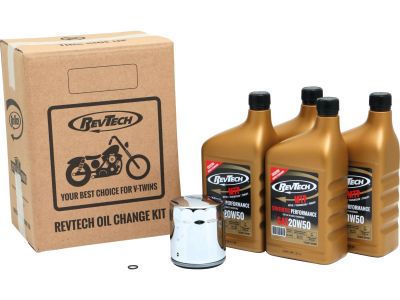 922106 - RevTech Synthetic Performance MTP 4 Qt SAE20W50 Oil Change Kit Chrome Oil Filter