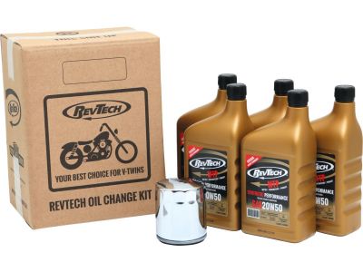 922112 - RevTech Synthetic Performance MTP 5 Qt SAE20W50 Engine Oil Change Kit Chrome Oil Filter