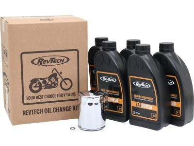 922116 - RevTech High Performance 5 Liter SAE20W50 Engine Oil Change Kit Chrome Oil Filter