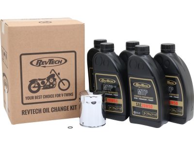 922118 - RevTech Synthetic Performance MTP 5 Liter SAE20W50 Engine Oil Change Kit Chrome Oil Filter