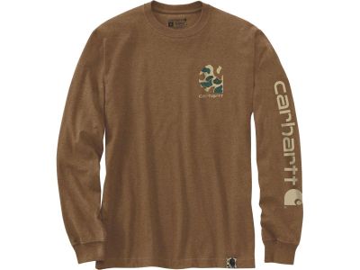 922998 - CARHARTT Relaxed Fit Heavyweight Long Sleeve Camo Logo Graphic Shirt L Oiled Walnut Heather | L
