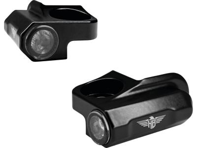 923610 - HeinzBikes Nano Series Handlebar LED Turn Signals/Position Light for Sportster S Black Powder Coated Smoke LED